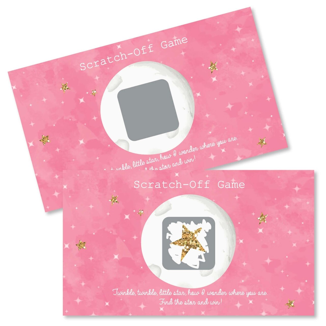 Big Dot of Happiness Pink Twinkle Twinkle Little Star - Baby Shower or Birthday Party Game Scratch Off Cards - 22 Count